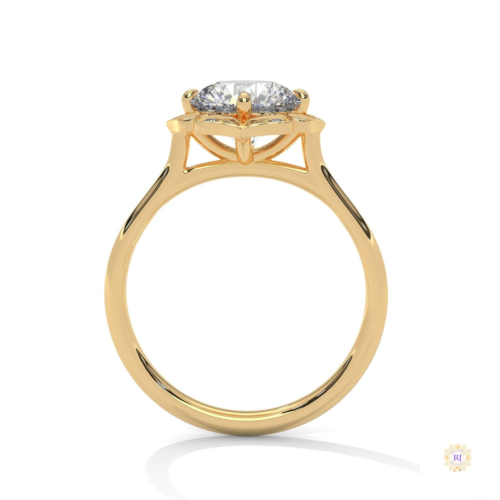 2.15 Ct. Floral Halo Lab Diamond Engagement Ring