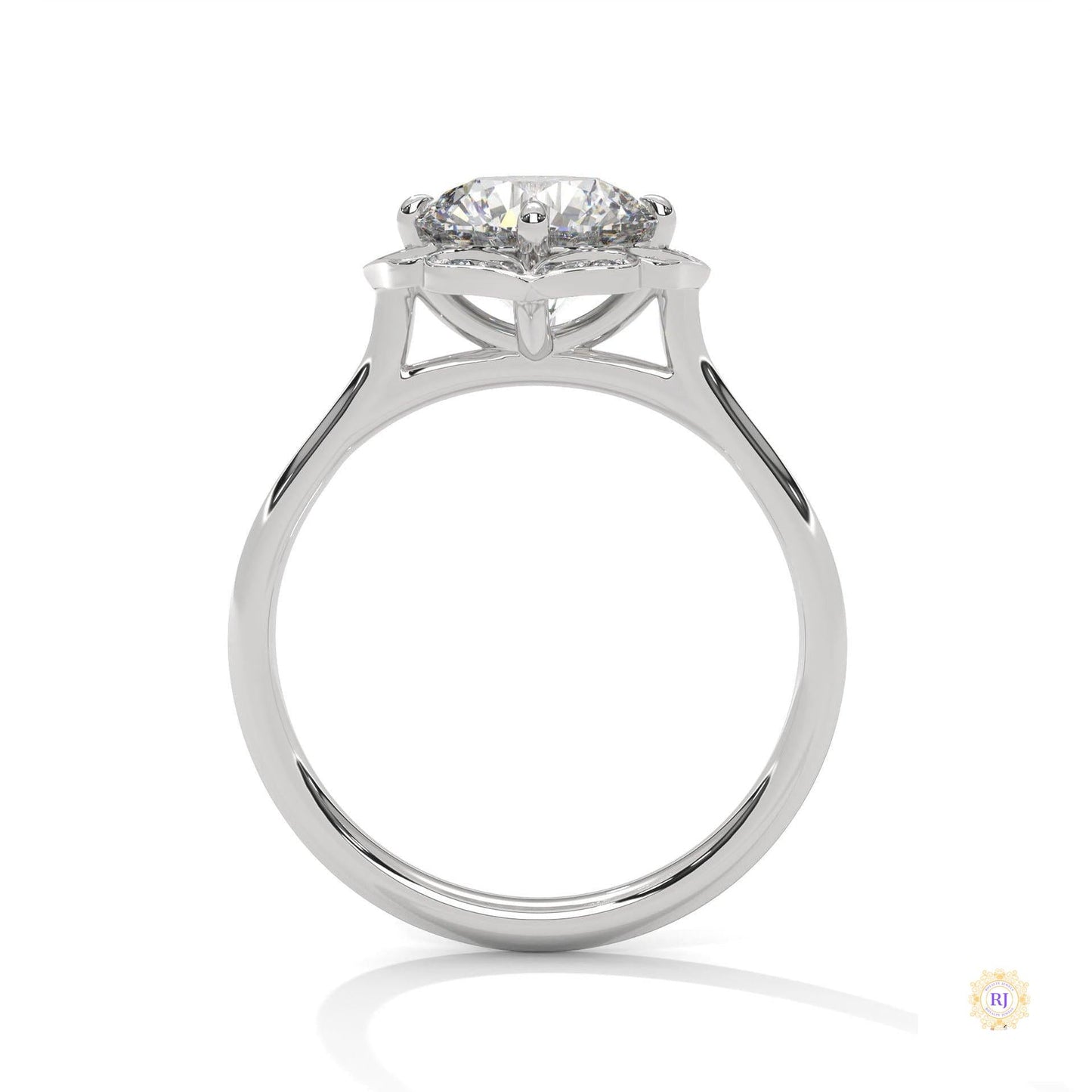 2.15 Ct. Floral Halo Lab Diamond Engagement Ring