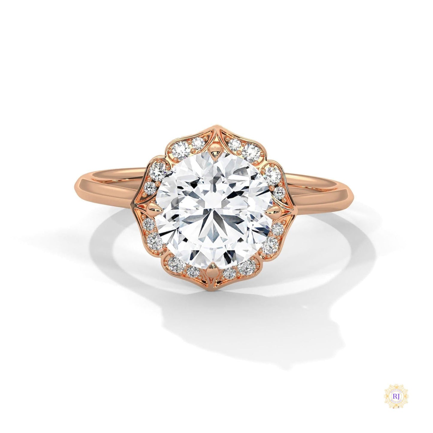 2.15 Ct. Floral Halo Lab Diamond Engagement Ring