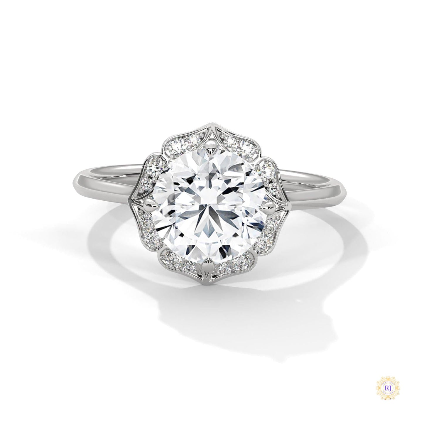 2.15 Ct. Floral Halo Lab Diamond Engagement Ring