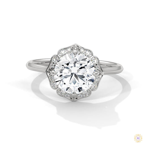 2.15 Ct. Floral Halo Lab Diamond Engagement Ring