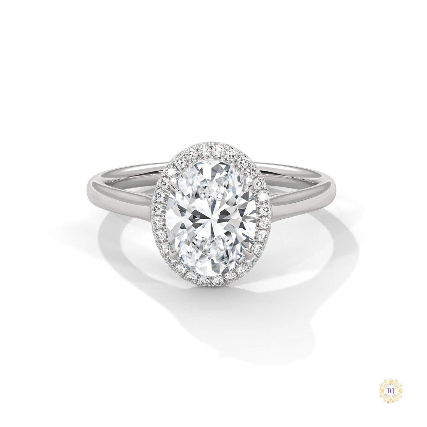 2.15 Ct. Oval Halo Lab Diamond Ring