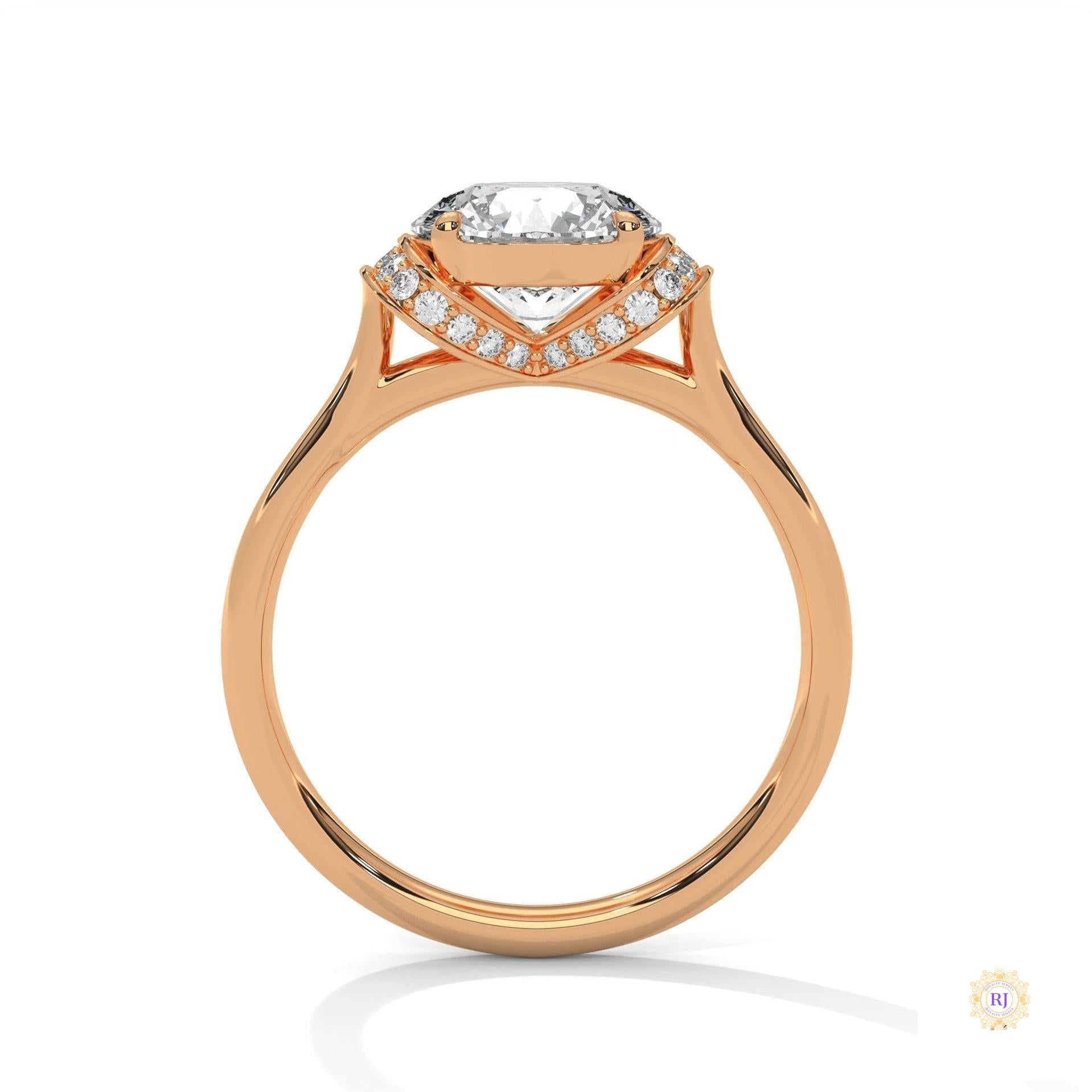2.15 Ct. Round Lab Diamond Ring with Pavé Cushion Basket