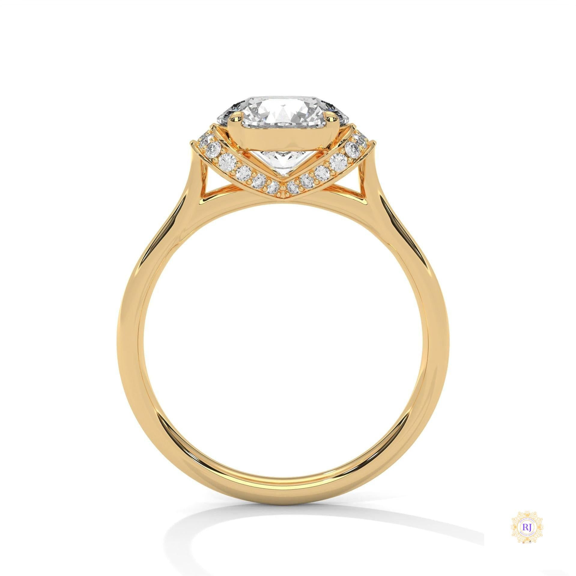 2.15 Ct. Round Lab Diamond Ring with Pavé Cushion Basket