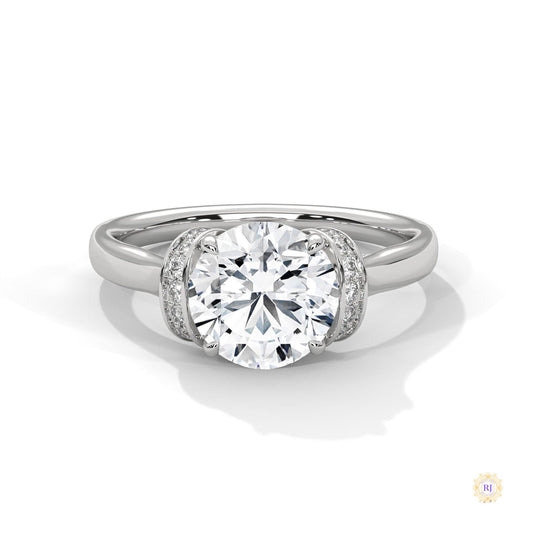 2.15 Ct. Round Lab Diamond Ring with Pavé Cushion Basket