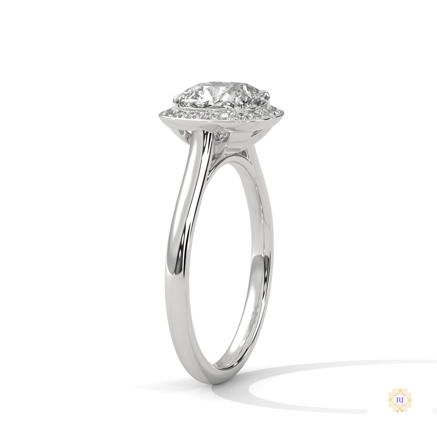 2.20 Ct. Cushion Halo Lab Diamond Engagement Ring