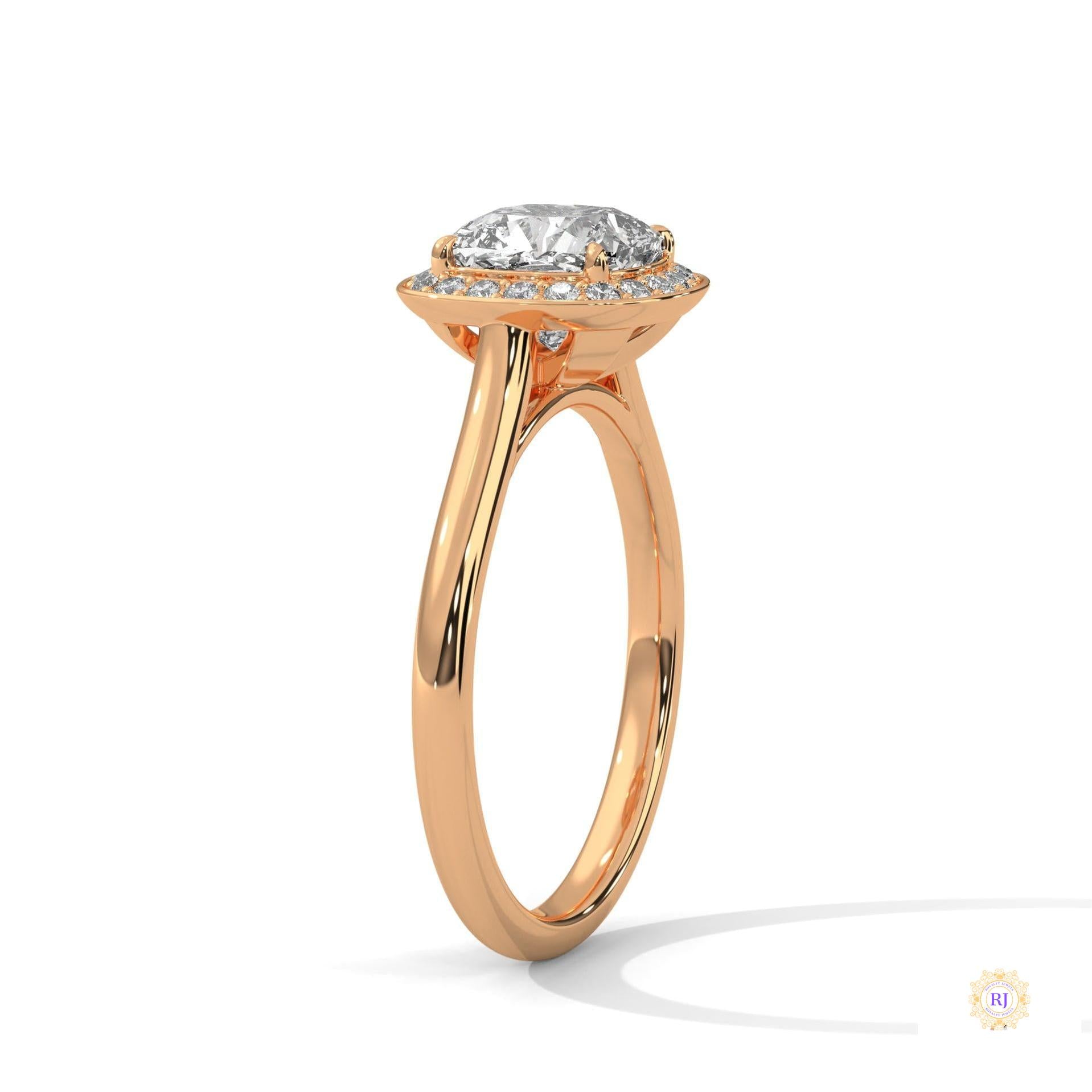 2.20 Ct. Cushion Halo Lab Diamond Engagement Ring