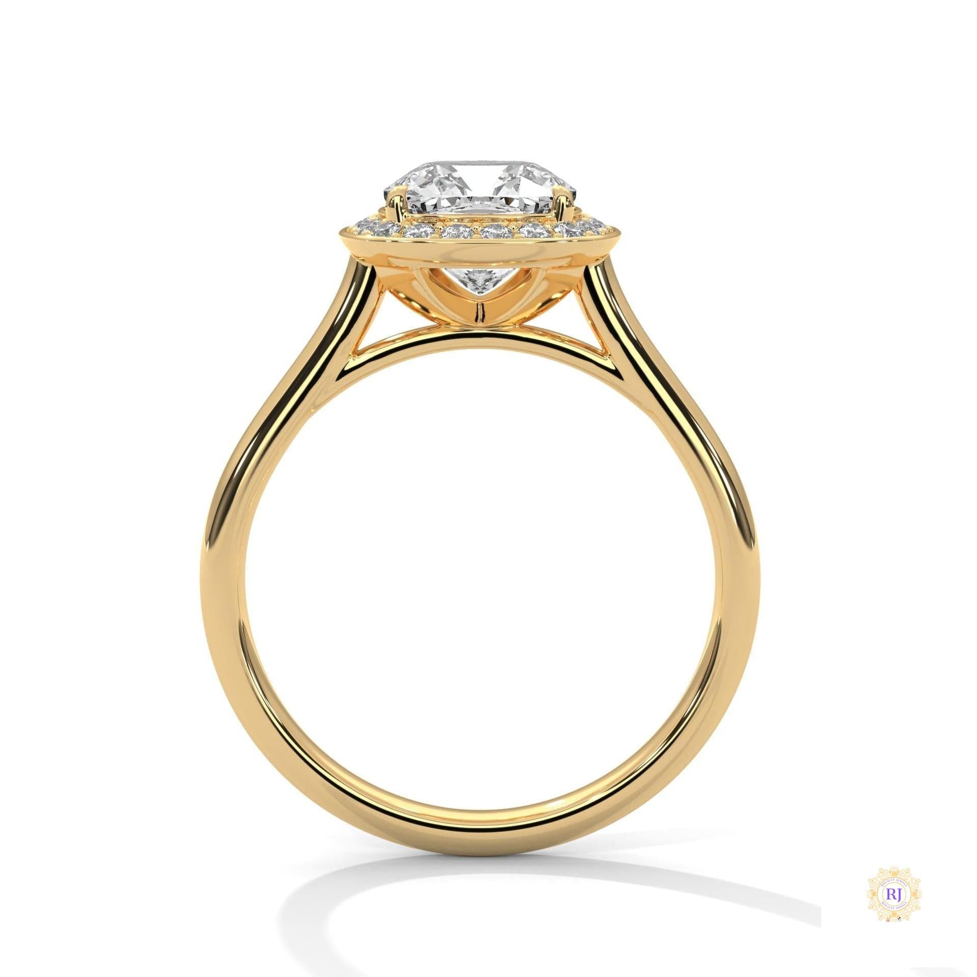 2.20 Ct. Cushion Halo Lab Diamond Engagement Ring