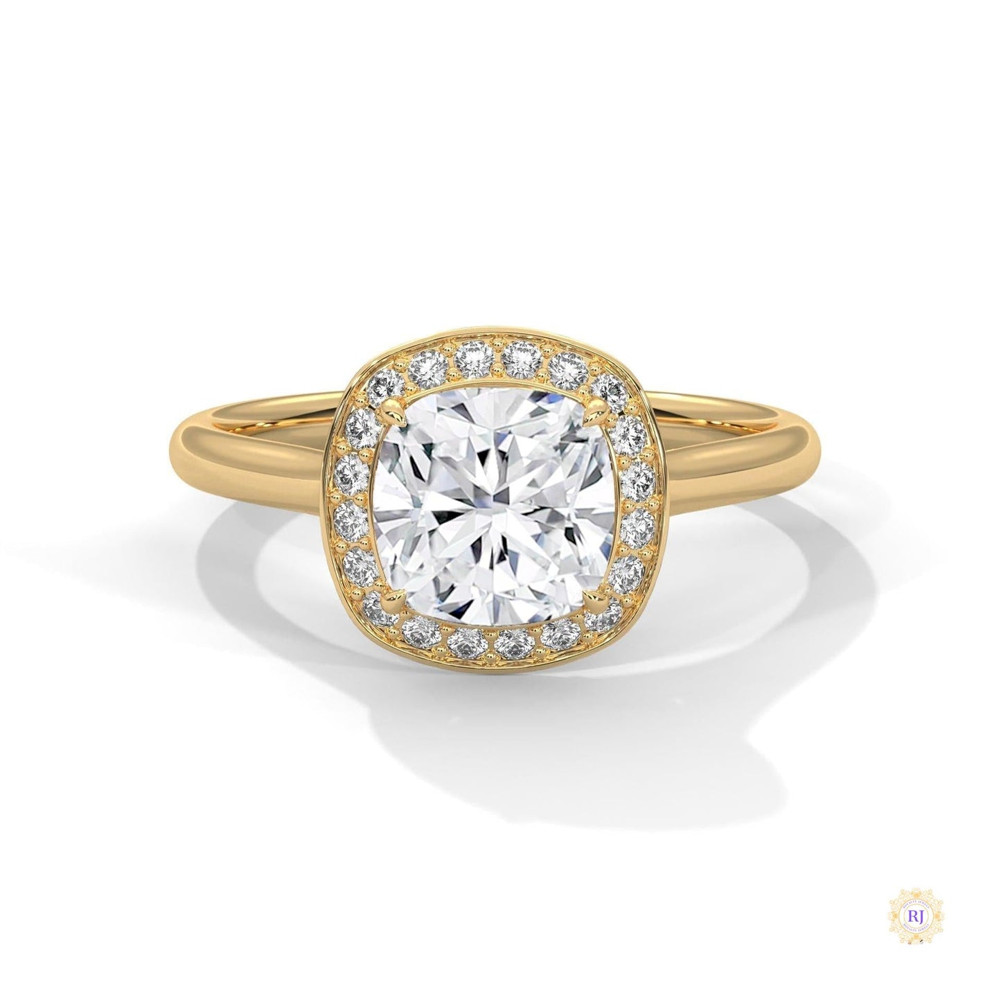 2.20 Ct. Cushion Halo Lab Diamond Engagement Ring