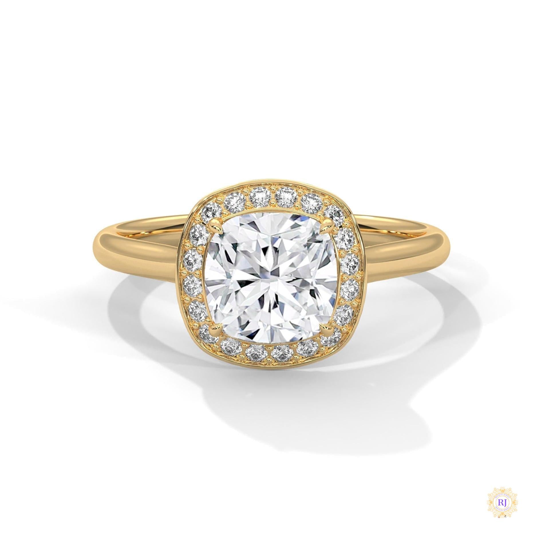 2.20 Ct. Cushion Halo Lab Diamond Engagement Ring