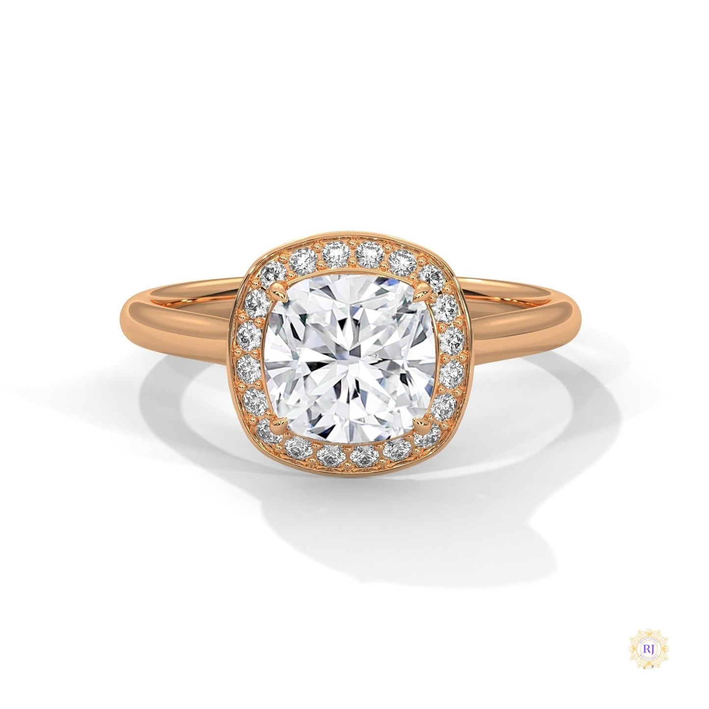 2.20 Ct. Cushion Halo Lab Diamond Engagement Ring