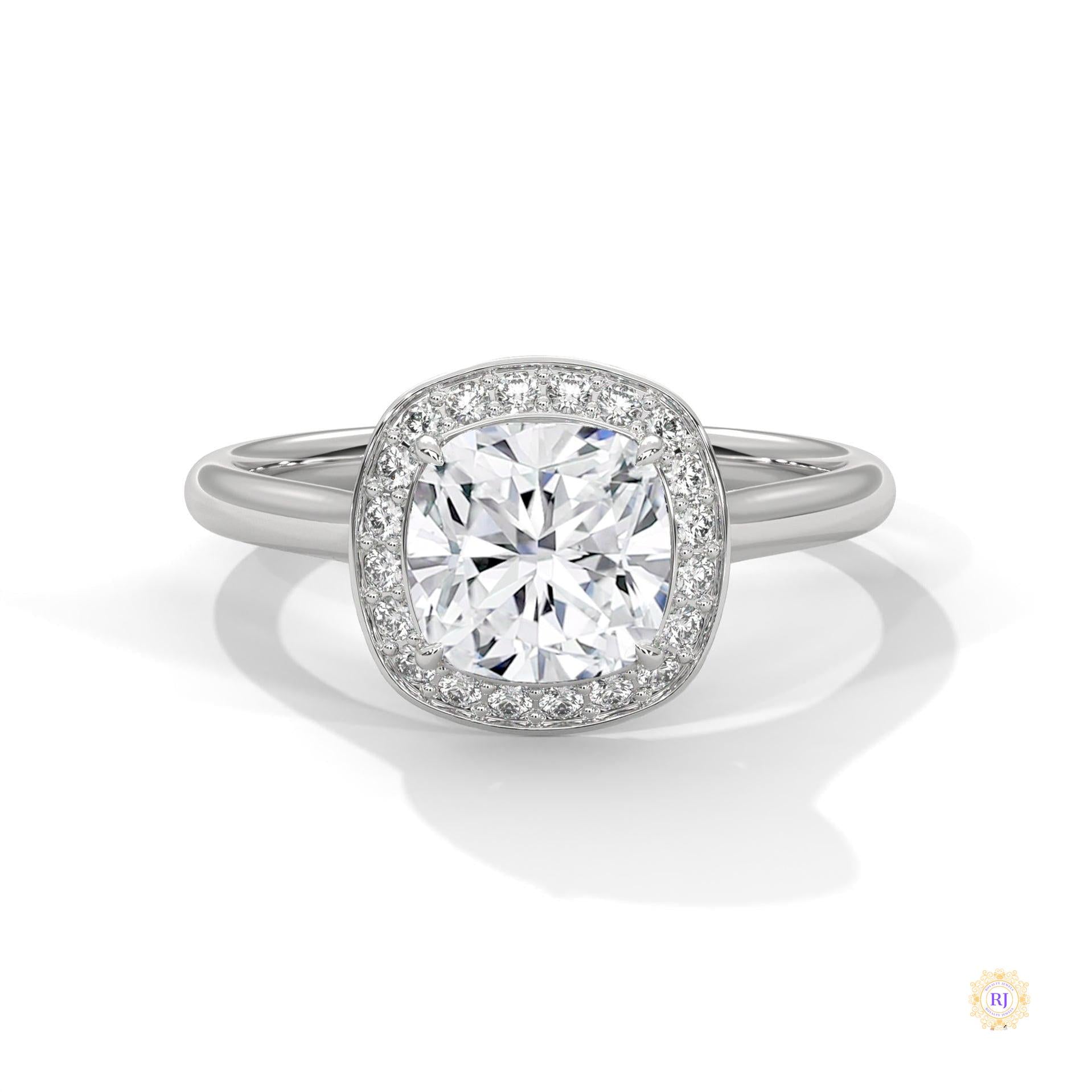 2.20 Ct. Cushion Halo Lab Diamond Engagement Ring
