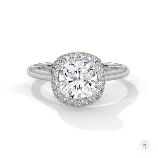 2.20 Ct. Cushion Halo Lab Diamond Engagement Ring