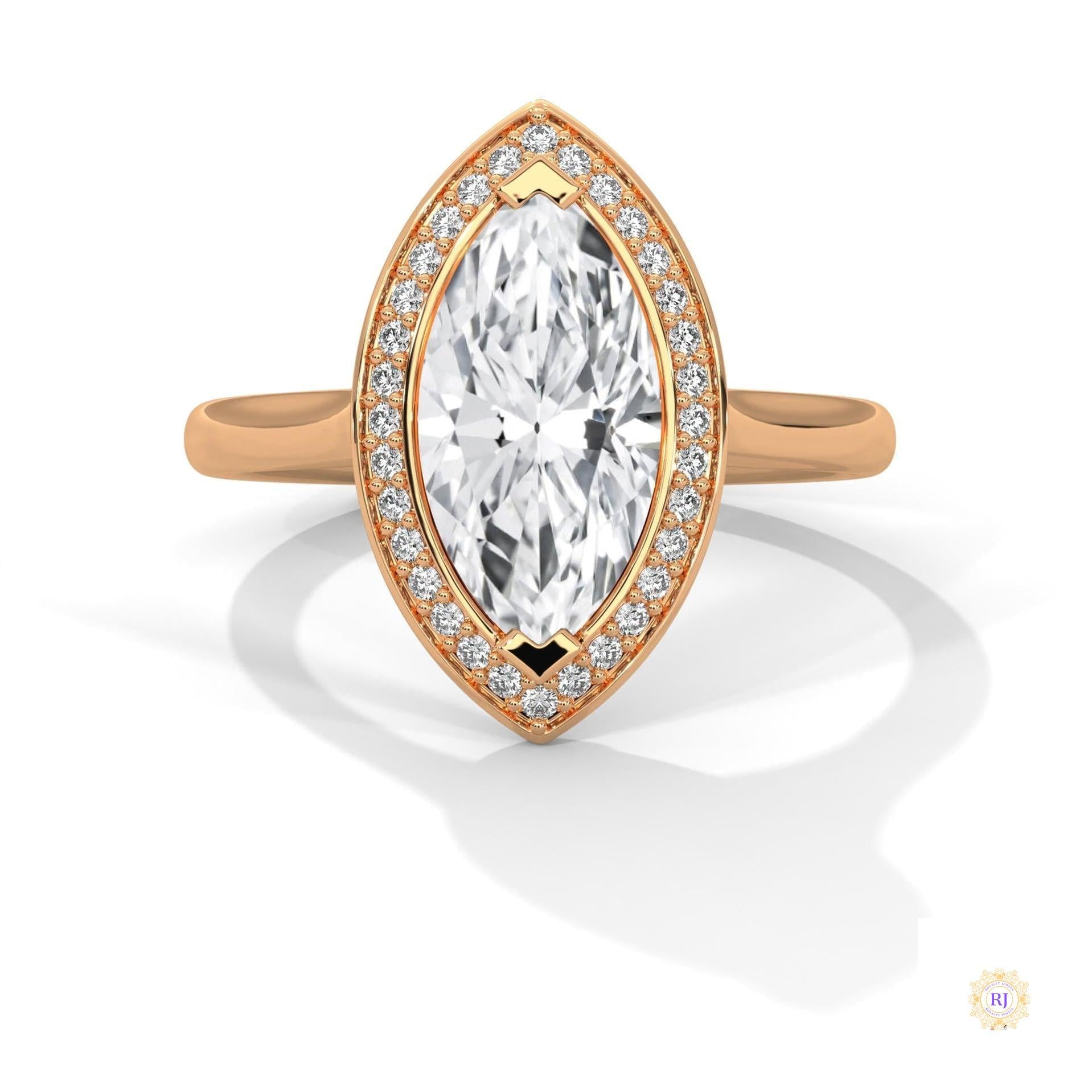 2.20 Ct. Marquise Halo Diamond Ring