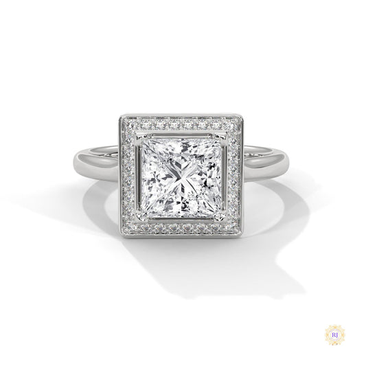 2.20 Ct. Princess-Cut Halo Lab Diamond Ring