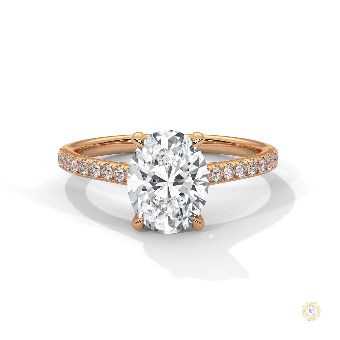 2.25 Ct Oval Lab Diamond pave Engagement Ring
