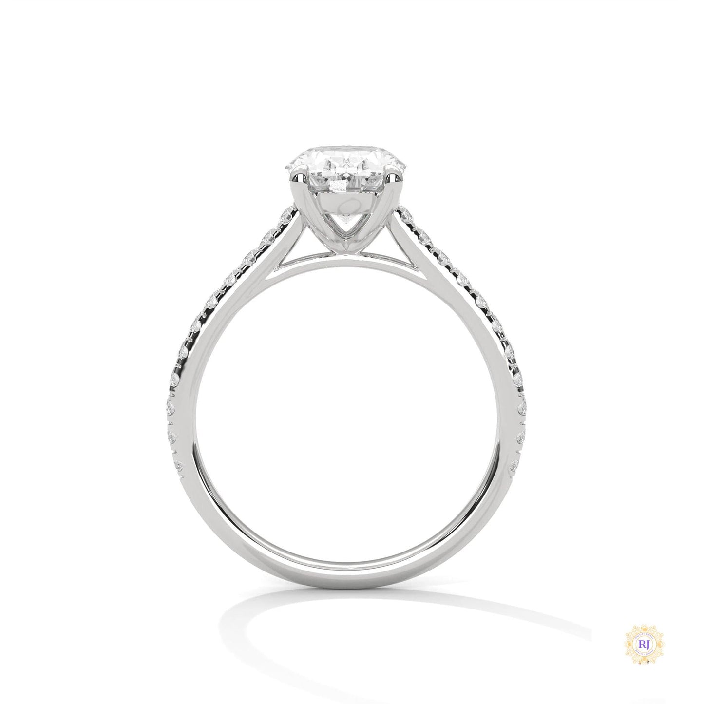 2.25 Ct Oval Lab Diamond pave Engagement Ring