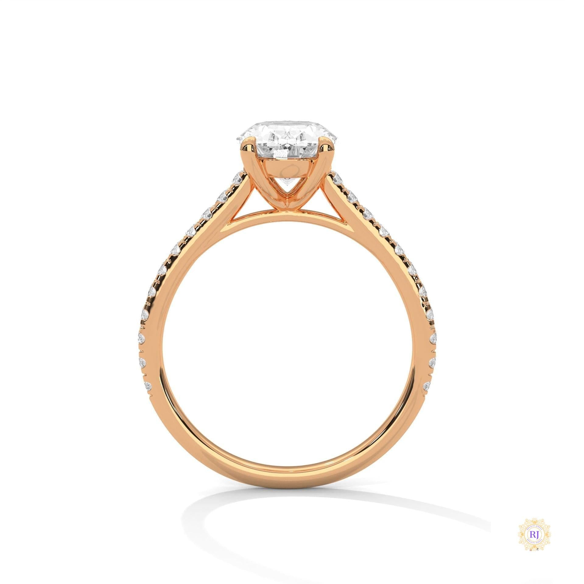 2.25 Ct Oval Lab Diamond pave Engagement Ring