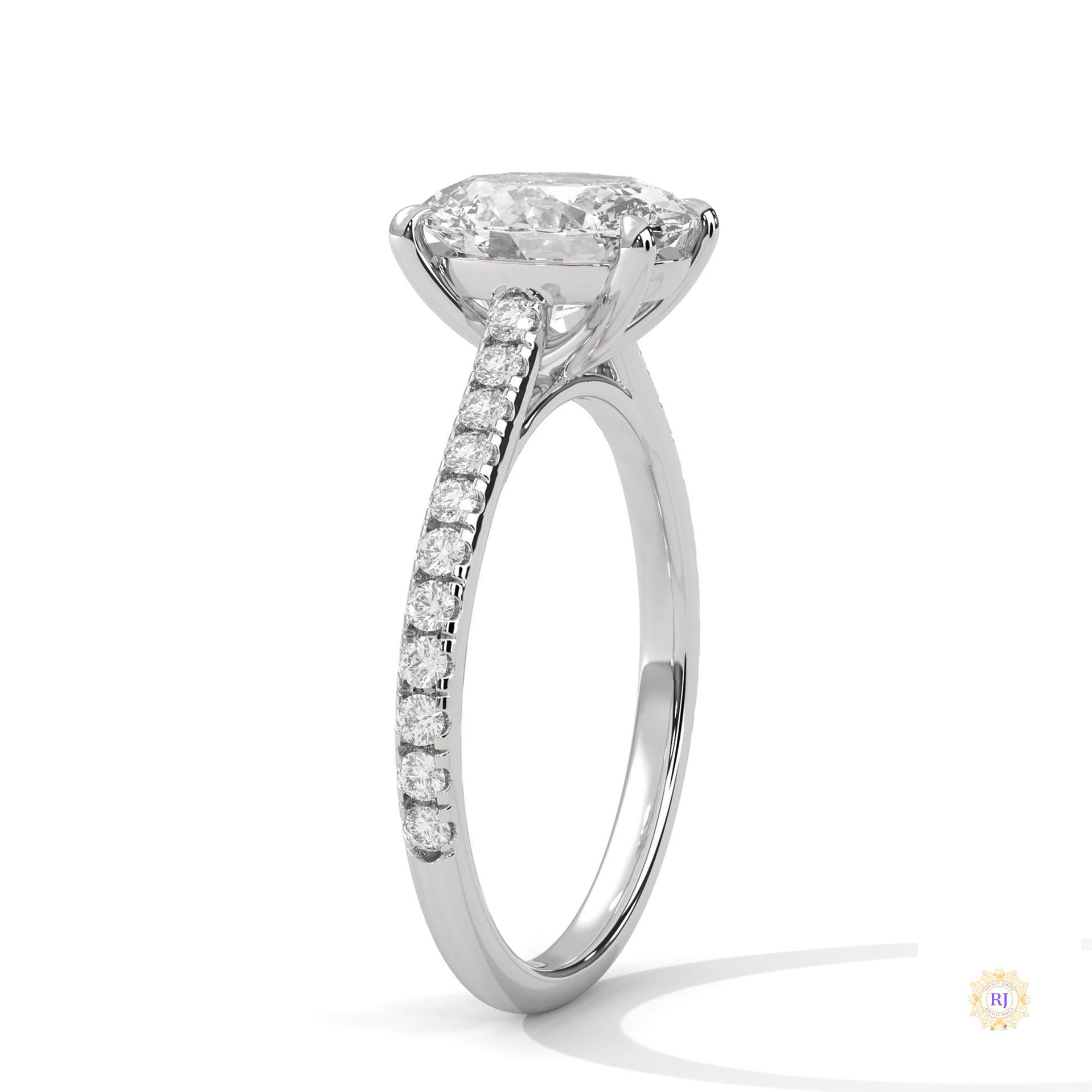 2.25 Ct Oval Lab Diamond pave Engagement Ring
