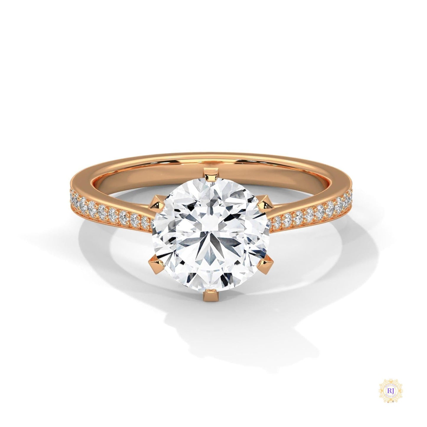 2.25 Ct. Pavé Solitaire Lab Diamond Engagement Ring