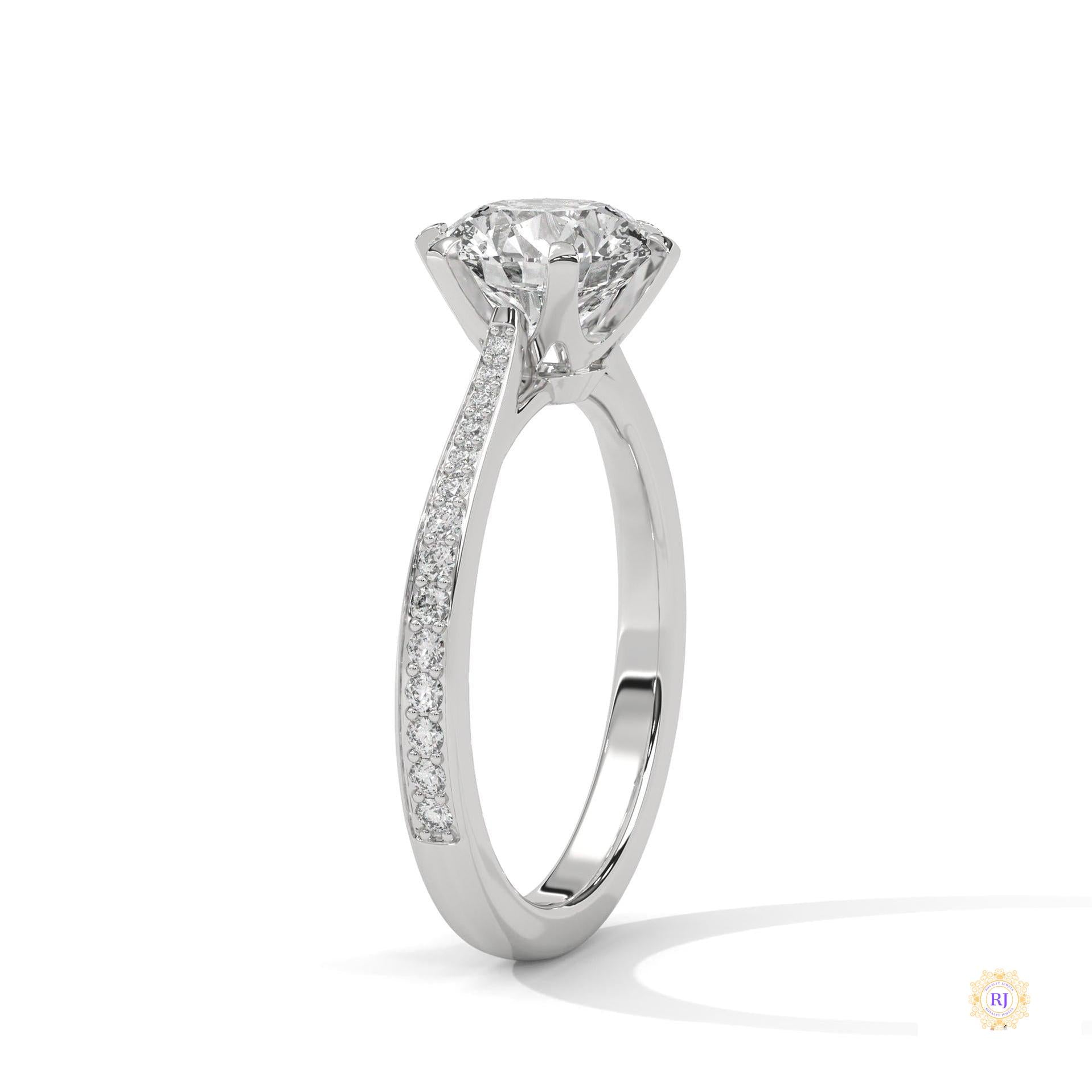2.25 Ct. Pavé Solitaire Lab Diamond Engagement Ring