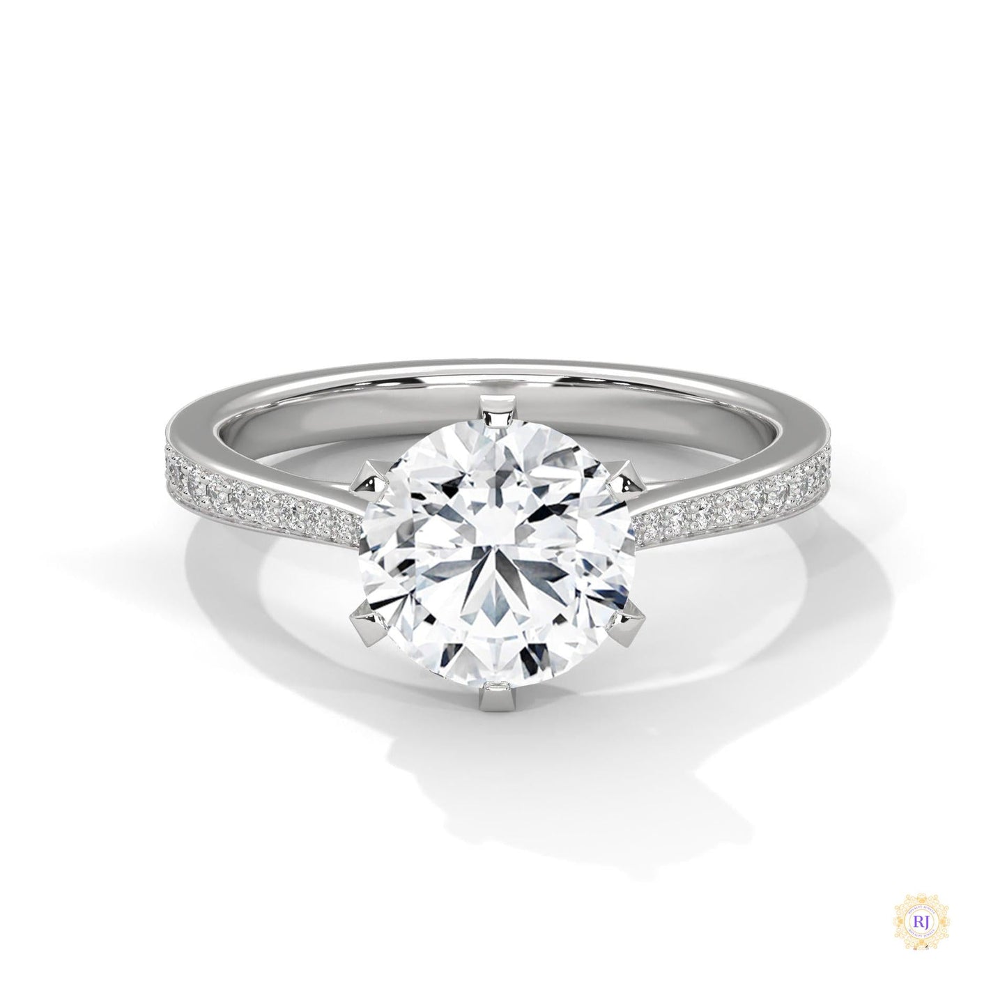2.25 Ct. Pavé Solitaire Lab Diamond Engagement Ring