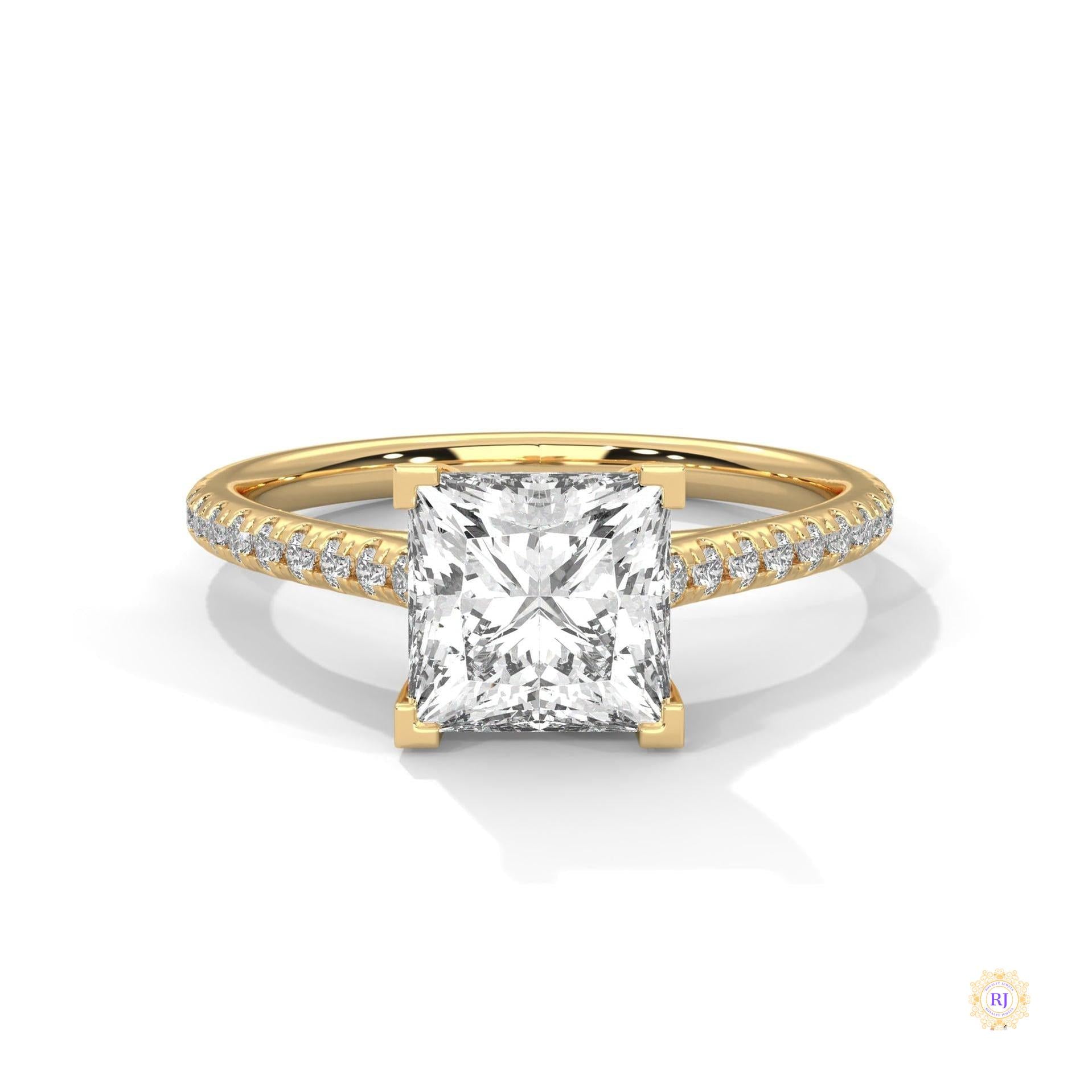 2.25 Ct. Princess Cut Pavé Lab Diamond Engagement Ring
