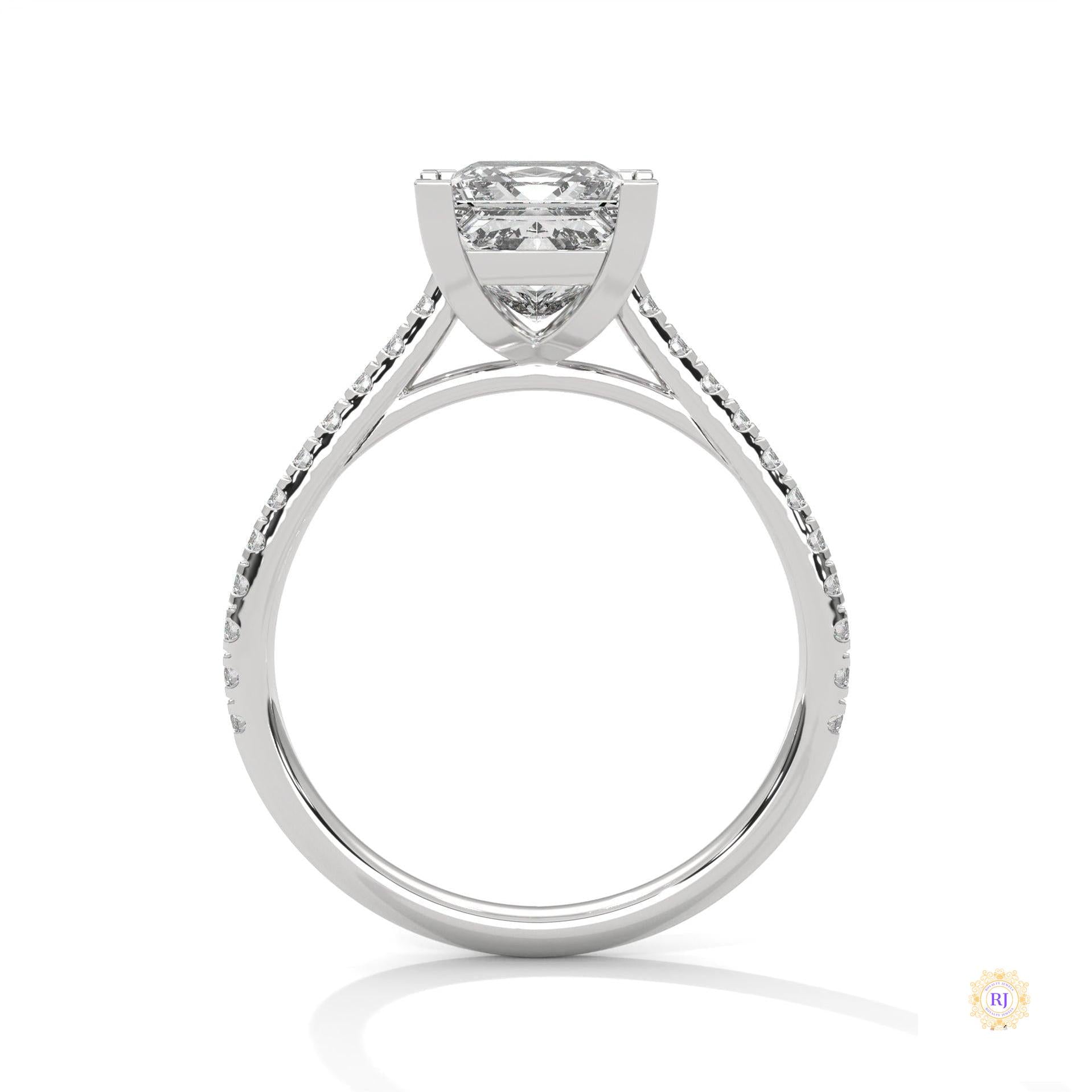 2.25 Ct. Princess Cut Pavé Lab Diamond Engagement Ring