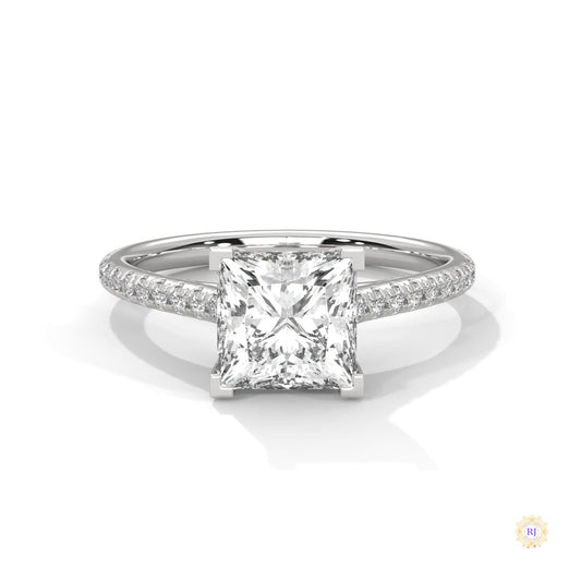 2.25 Ct. Princess Cut Pavé Lab Diamond Engagement Ring