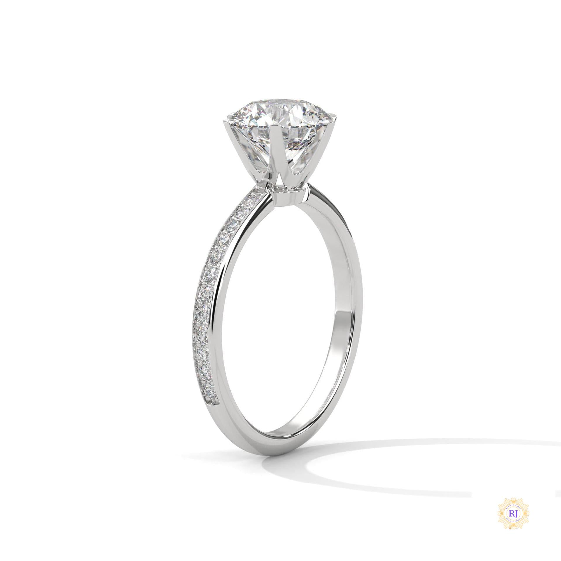 2.25 Ct. Six-Prong Pavé Diamond Ring