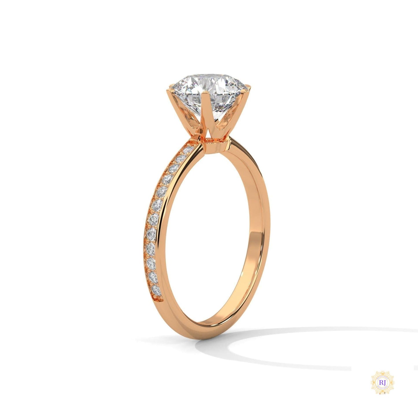 2.25 Ct. Six-Prong Pavé Diamond Ring