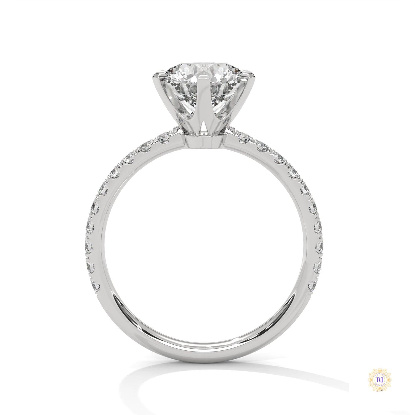 2.25 Ct. Six-Prong Pavé Lab Diamond Ring