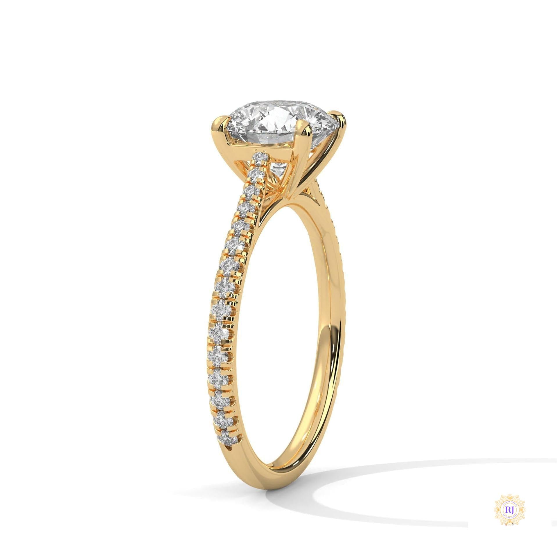 2.30 Ct. Round Lab Diamond Pavé Engagement Ring