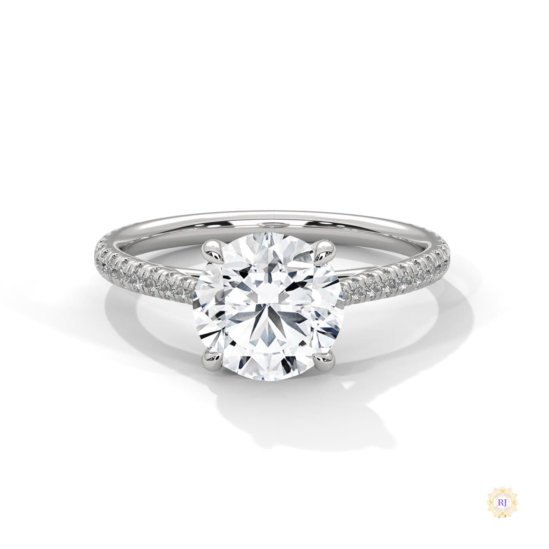 2.30 Ct. Round Lab Diamond Pavé Engagement Ring