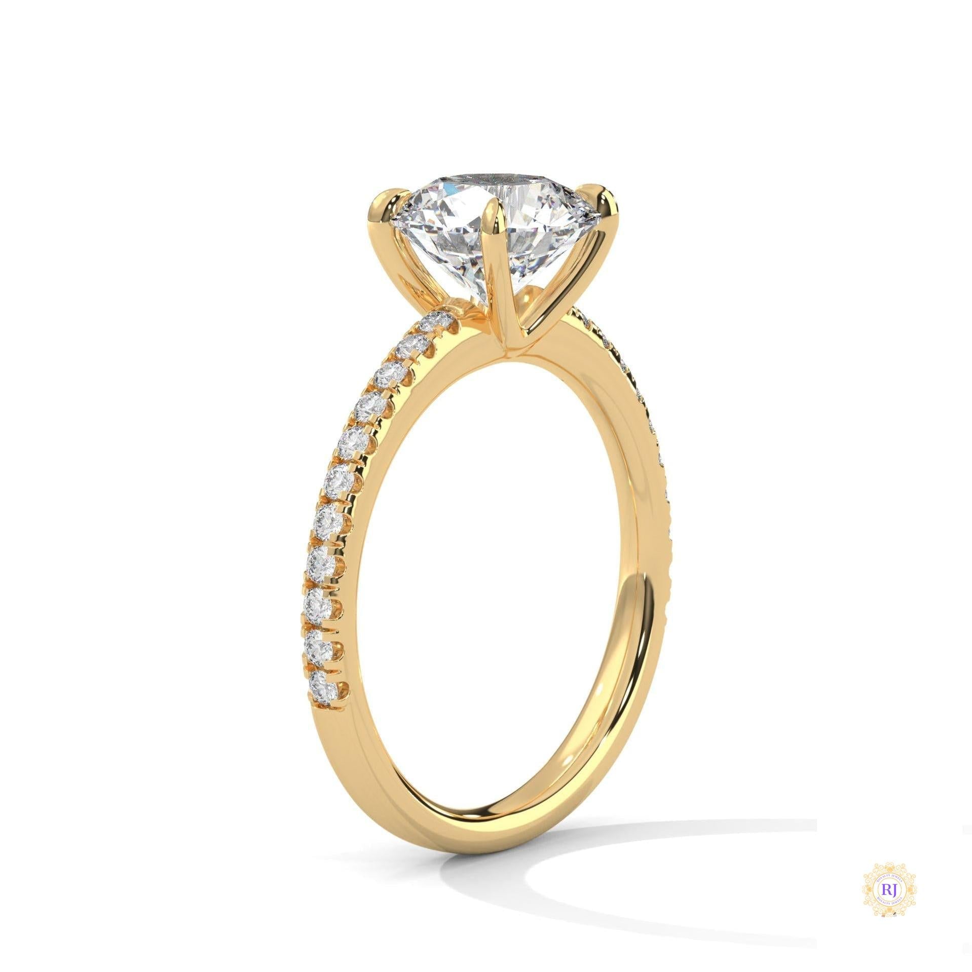 2.30 Ct. Round Pavé Solitaire Engagement Ring