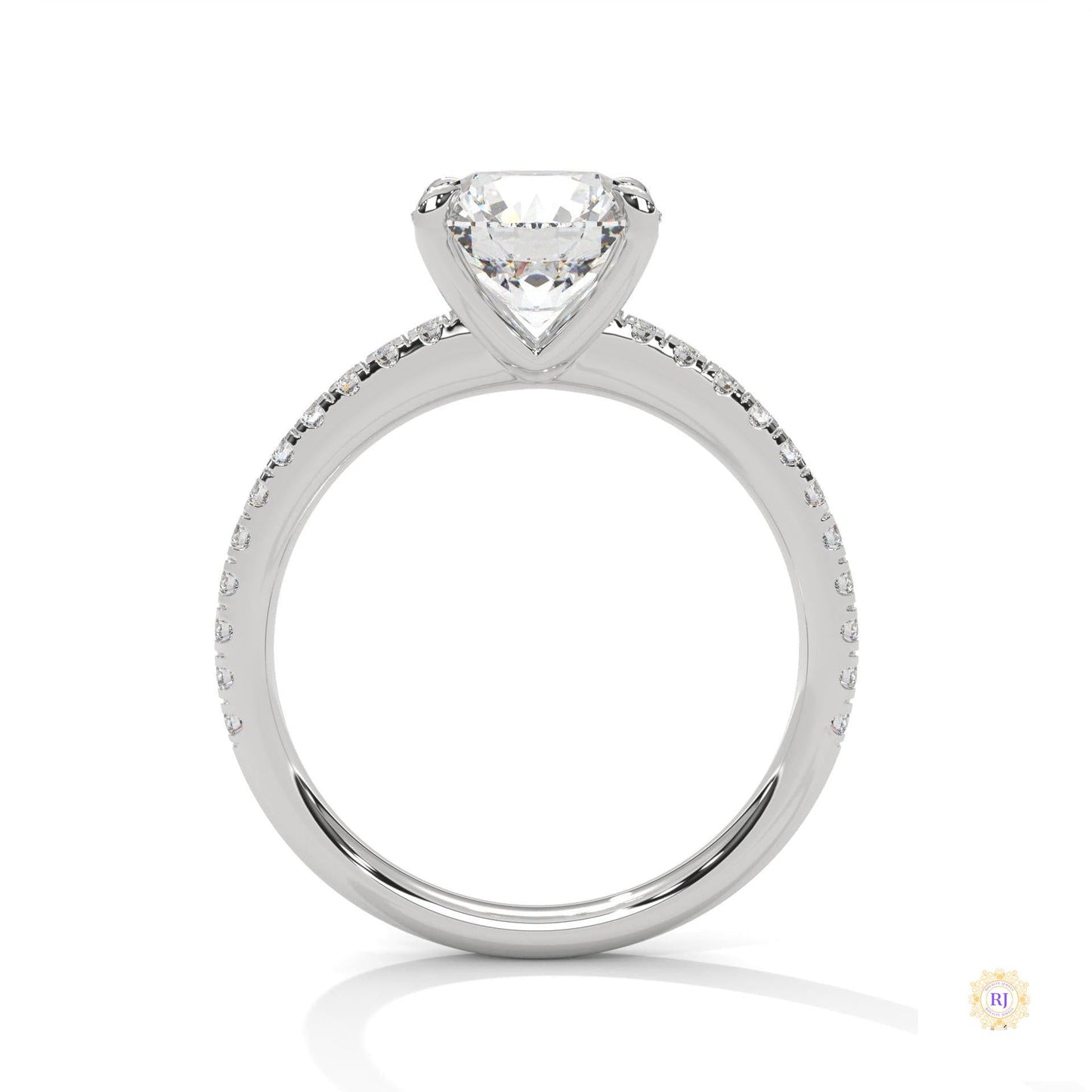 2.30 Ct. Round Pavé Solitaire Engagement Ring