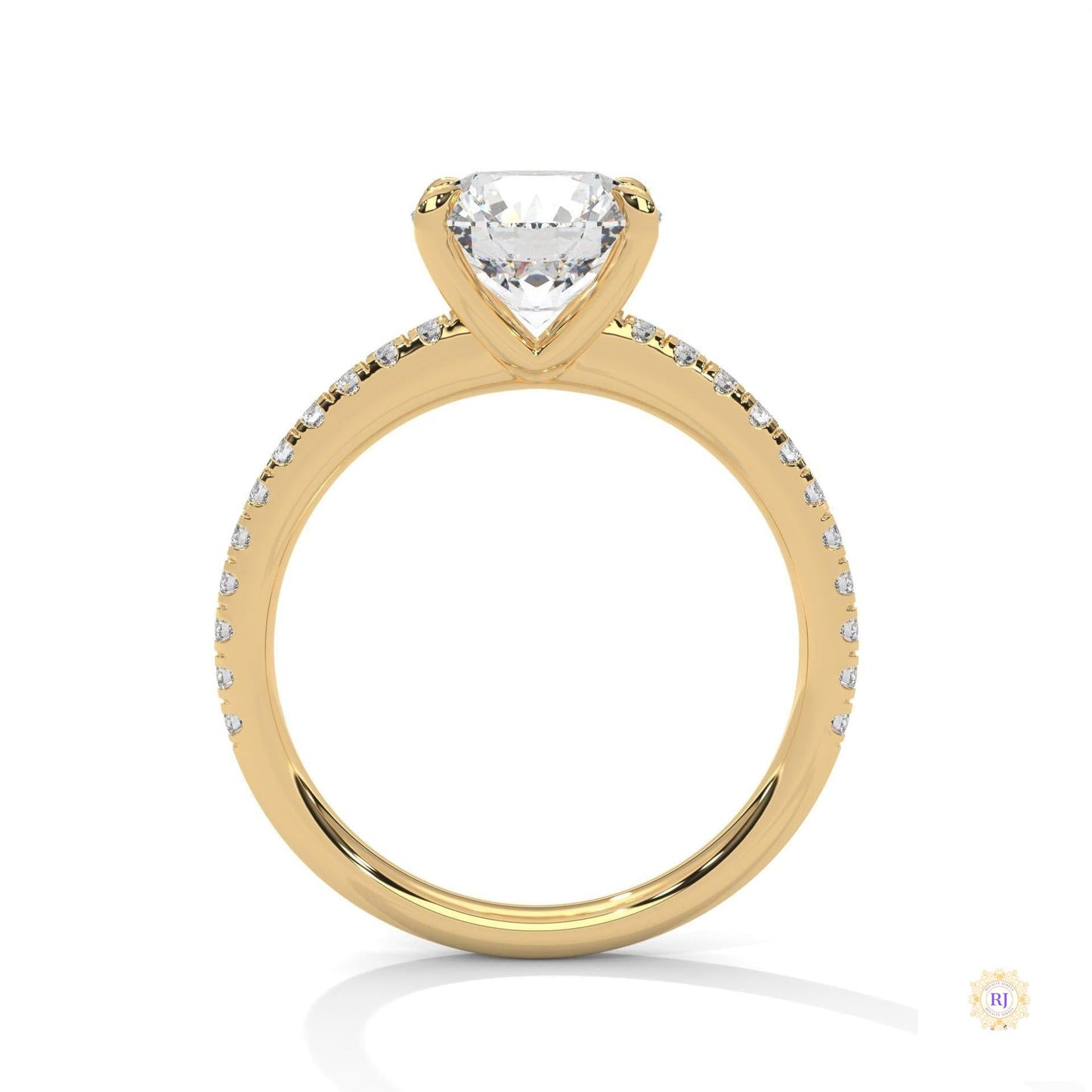 2.30 Ct. Round Pavé Solitaire Engagement Ring