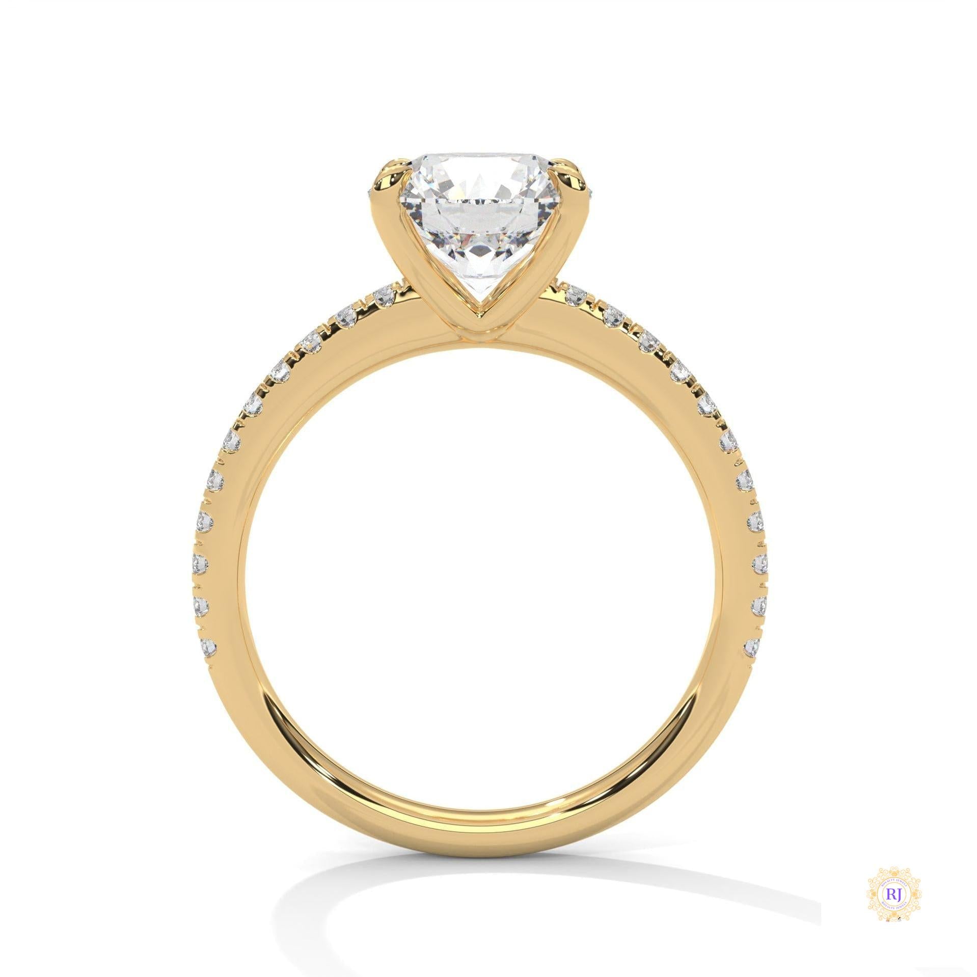 2.30 Ct. Round Pavé Solitaire Engagement Ring