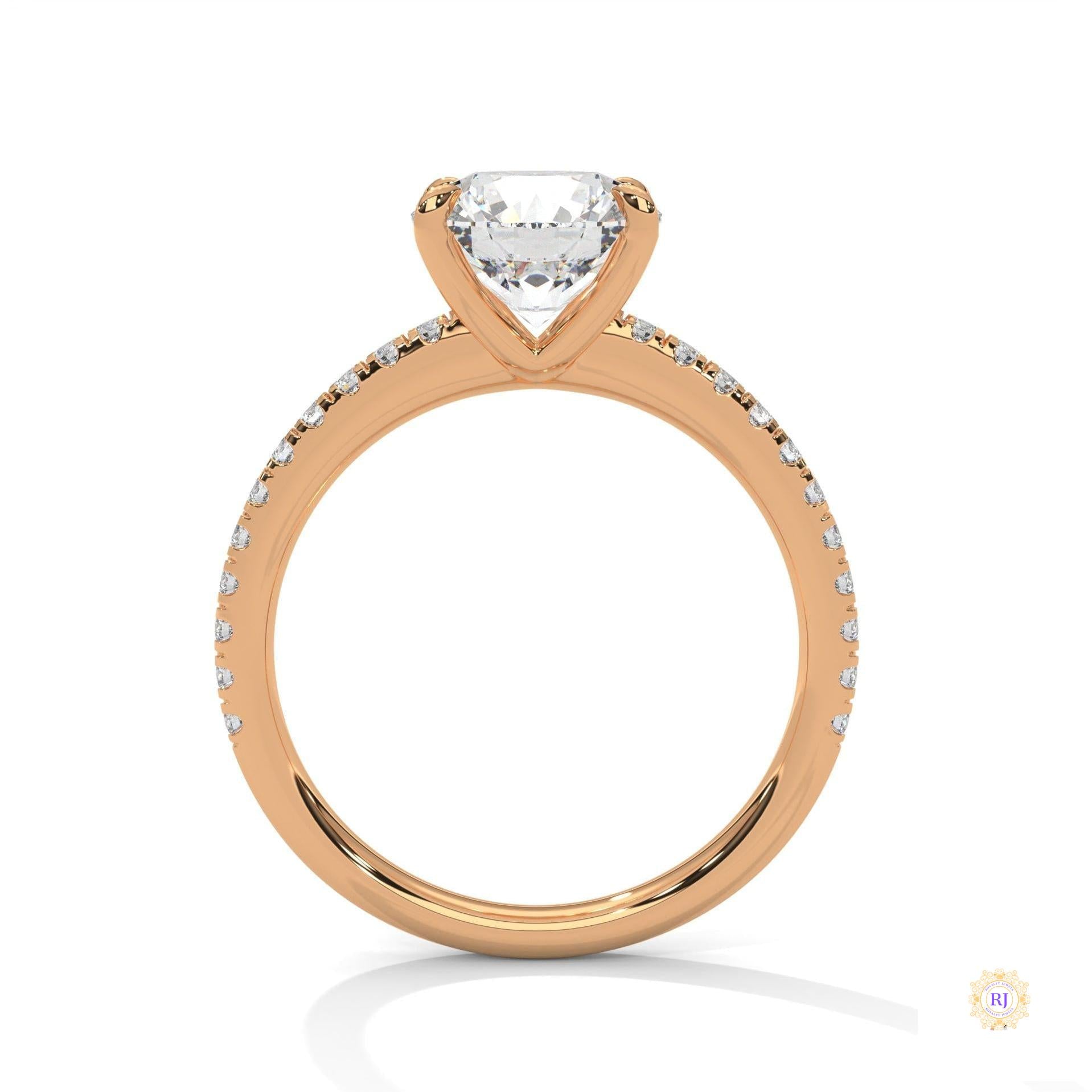 2.30 Ct. Round Pavé Solitaire Engagement Ring