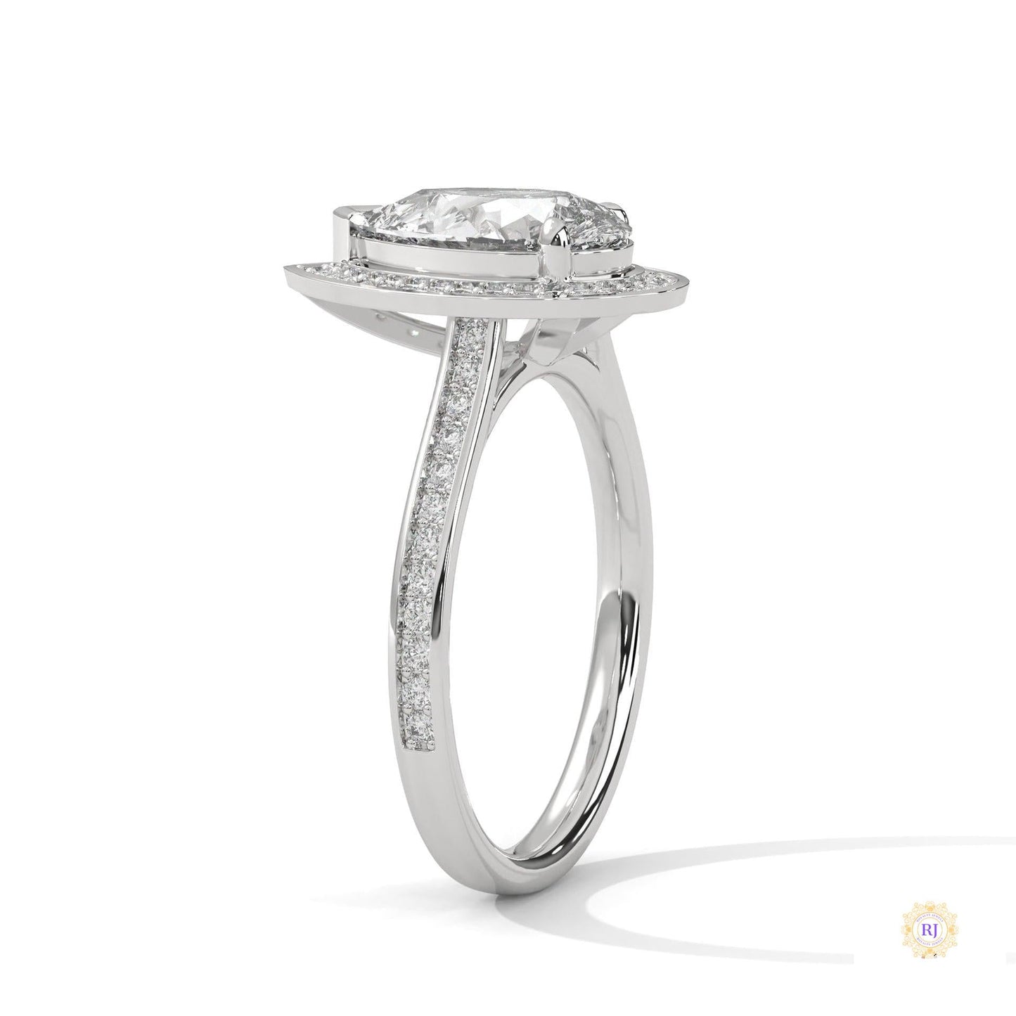 2.35 Ct. Pear Halo Lab Diamond Engagement Ring