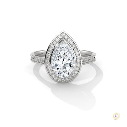 2.35 Ct. Pear Halo Lab Diamond Engagement Ring