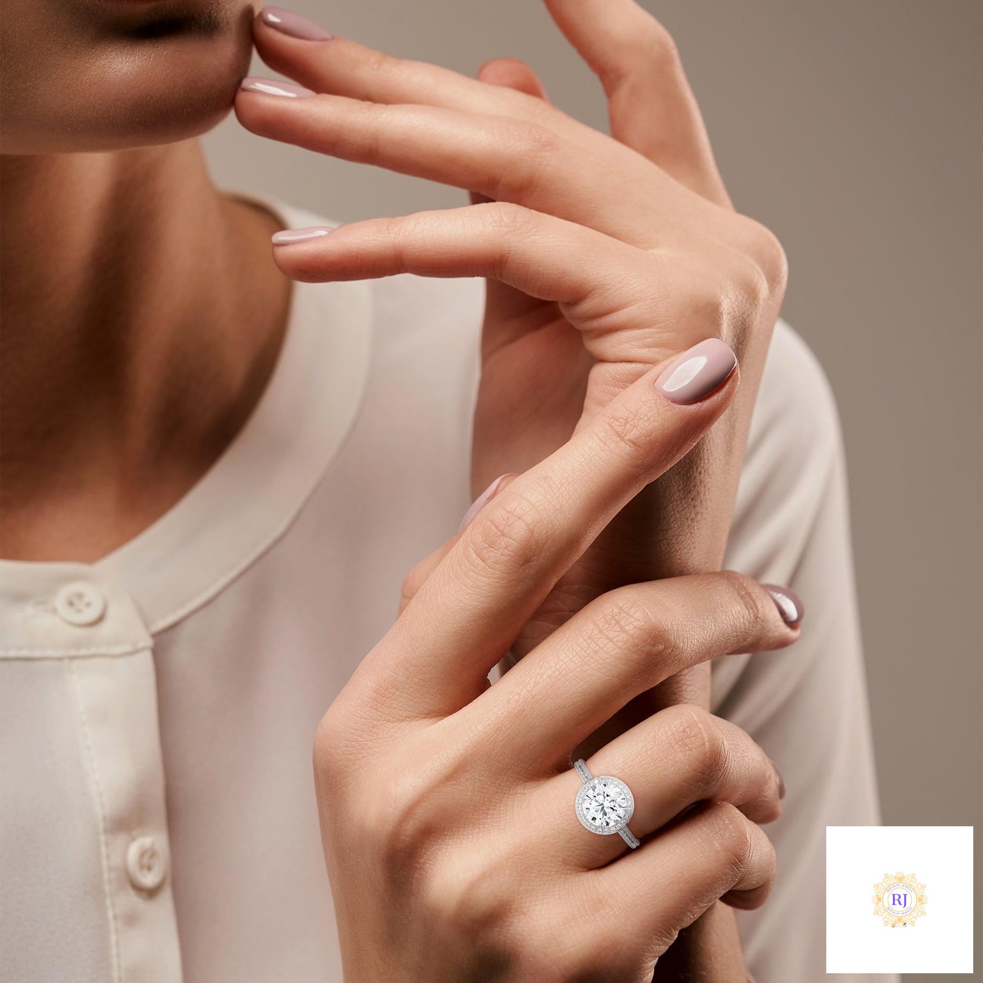 2.35 Ct. Round Halo Lab Diamond Engagement Ring