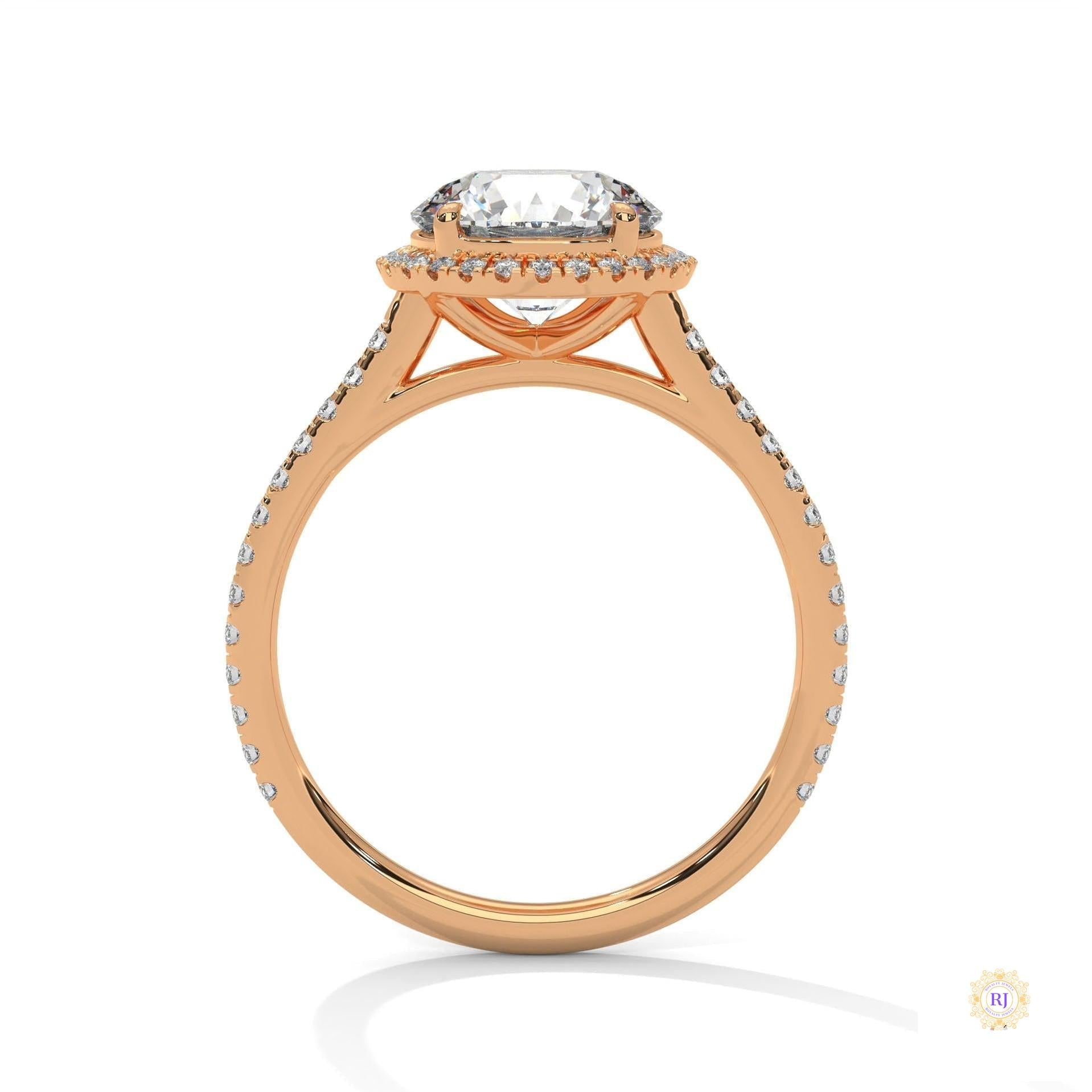 2.35 Ct. Round Halo Lab Diamond Engagement Ring