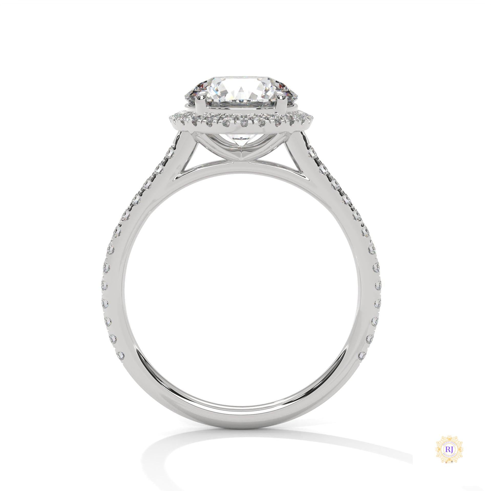 2.35 Ct. Round Halo Lab Diamond Engagement Ring