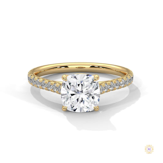 2.40 Ct. Cushion Pavé Solitaire Engagement Ring