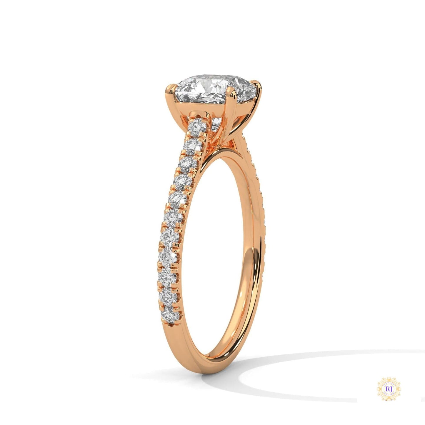 2.40 Ct. Cushion Pavé Solitaire Engagement Ring