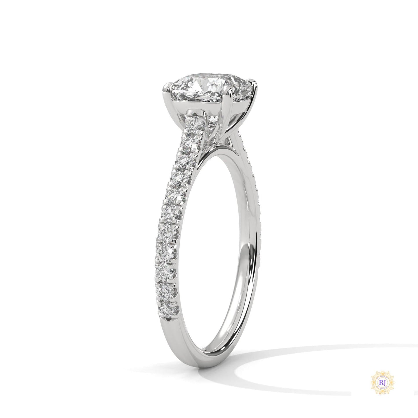2.40 Ct. Cushion Pavé Solitaire Engagement Ring