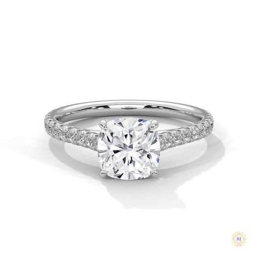 2.40 Ct. Cushion Pavé Solitaire Engagement Ring