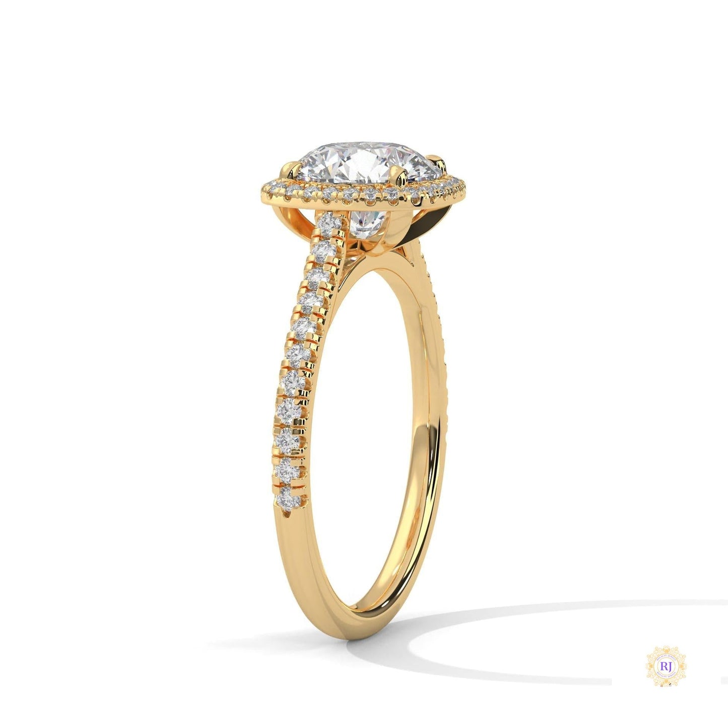 2.40 Ct. Halo Pavé Round Lab Diamond Engagement Ring