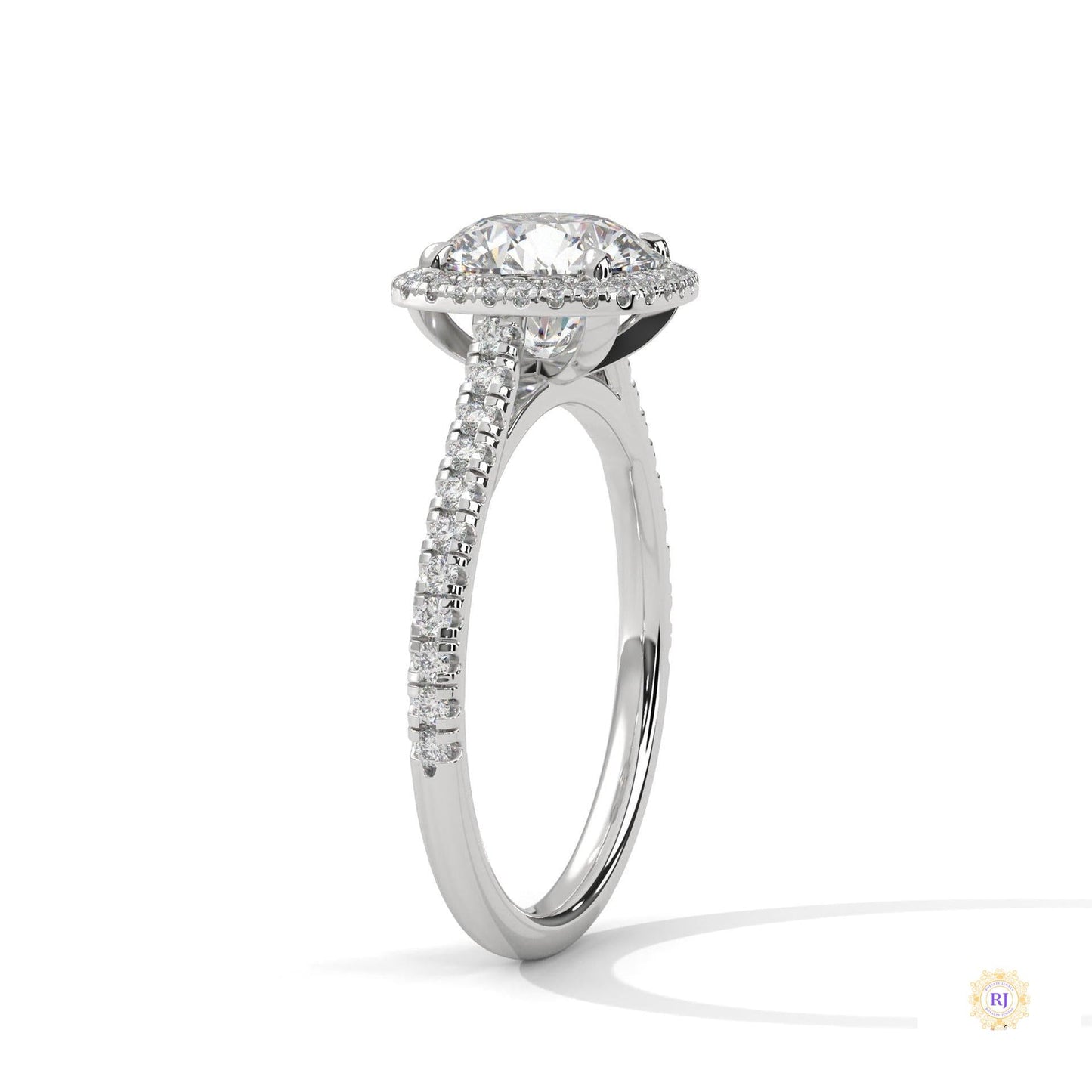 2.40 Ct. Halo Pavé Round Lab Diamond Engagement Ring